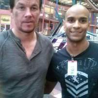 Mark Whalberg on the set of Transformers 4